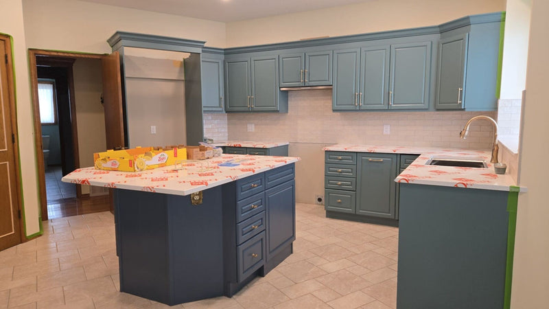 Dark Cherry Kitchen Cabinets Transformed with Modern Two-Tone Colors in Palos Verdes